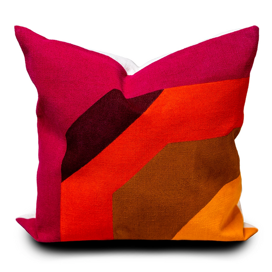 W18" x L18" orange & pink linen cushion cover